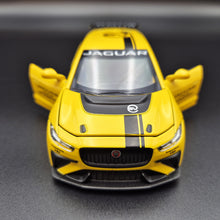 Load image into Gallery viewer, Explorafind 2019 Jaguar I-Pace e-Trophy Yellow 1:32 Die Cast Car
