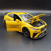 Load image into Gallery viewer, Explorafind 2019 Jaguar I-Pace e-Trophy Yellow 1:32 Die Cast Car
