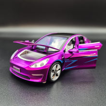 Load image into Gallery viewer, Explorafind 2021 Tesla Model 3 Purple 1:32 Die Cast Car
