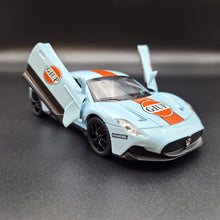 Load image into Gallery viewer, Explorafind 2023 Maserati MC20 Gulf Blue 1:32 Die Cast Car
