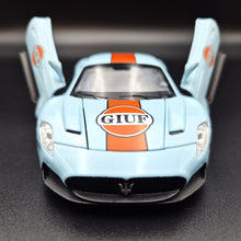 Load image into Gallery viewer, Explorafind 2023 Maserati MC20 Gulf Blue 1:32 Die Cast Car
