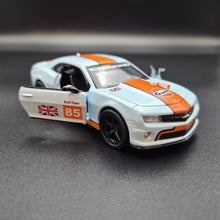 Load image into Gallery viewer, Explorafind 2013 Chevrolet Camaro SS Gulf Blue 1:43 Die Cast Car
