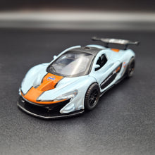 Load image into Gallery viewer, Explorafind 2016 McLaren P1 GTR Gulf Blue 1:40 Die Cast Car
