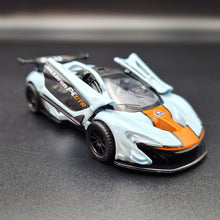 Load image into Gallery viewer, Explorafind 2016 McLaren P1 GTR Gulf Blue 1:40 Die Cast Car
