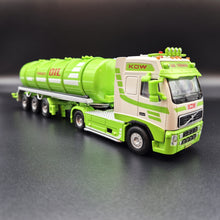 Load image into Gallery viewer, Explorafind 2014 Volvo FH16 Style Fuel/Oil Tanker Semi-Truck Green/White 1:50 Die Cast
