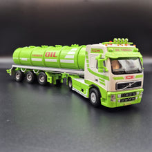 Load image into Gallery viewer, Explorafind 2014 Volvo FH16 Style Fuel/Oil Tanker Semi-Truck Green/White 1:50 Die Cast
