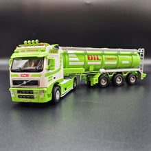 Load image into Gallery viewer, Explorafind 2014 Volvo FH16 Style Fuel/Oil Tanker Semi-Truck Green/White 1:50 Die Cast
