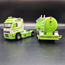 Load image into Gallery viewer, Explorafind 2014 Volvo FH16 Style Fuel/Oil Tanker Semi-Truck Green/White 1:50 Die Cast
