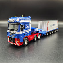 Load image into Gallery viewer, Explorafind 2011 DAF XF105 Style Low Loader Container Transporter Truck Blue 1:50 Die Cast
