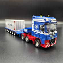 Load image into Gallery viewer, Explorafind 2011 DAF XF105 Style Low Loader Container Transporter Truck Blue 1:50 Die Cast
