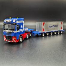 Load image into Gallery viewer, Explorafind 2011 DAF XF105 Style Low Loader Container Transporter Truck Blue 1:50 Die Cast
