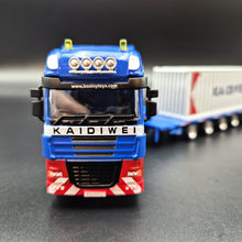 Load image into Gallery viewer, Explorafind 2011 DAF XF105 Style Low Loader Container Transporter Truck Blue 1:50 Die Cast
