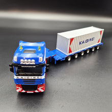 Load image into Gallery viewer, Explorafind 2011 DAF XF105 Style Low Loader Container Transporter Truck Blue 1:50 Die Cast
