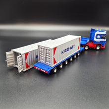 Load image into Gallery viewer, Explorafind 2011 DAF XF105 Style Low Loader Container Transporter Truck Blue 1:50 Die Cast
