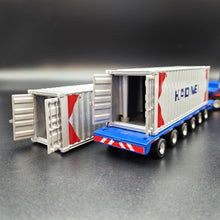 Load image into Gallery viewer, Explorafind 2011 DAF XF105 Style Low Loader Container Transporter Truck Blue 1:50 Die Cast
