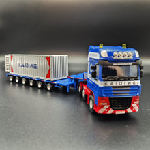 Load image into Gallery viewer, Explorafind 2011 DAF XF105 Style Low Loader Container Transporter Truck Blue 1:50 Die Cast
