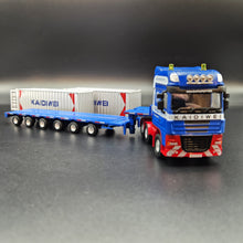 Load image into Gallery viewer, Explorafind 2011 DAF XF105 Style Low Loader Container Transporter Truck Blue 1:50 Die Cast
