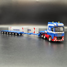 Load image into Gallery viewer, Explorafind 2011 DAF XF105 Style Low Loader Container Transporter Truck Blue 1:50 Die Cast
