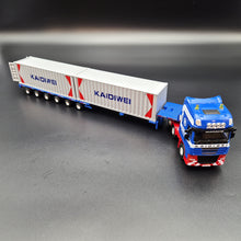 Load image into Gallery viewer, Explorafind 2011 DAF XF105 Style Low Loader Container Transporter Truck Blue 1:50 Die Cast
