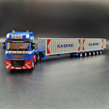 Load image into Gallery viewer, Explorafind 2011 DAF XF105 Style Low Loader Container Transporter Truck Blue 1:50 Die Cast
