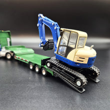 Load image into Gallery viewer, Explorafind 2011 DAF XF105 Style Low Loader Truck with Terex HR32 Excavator Blue/Green 1:50 Die Cast
