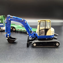 Load image into Gallery viewer, Explorafind 2011 DAF XF105 Style Low Loader Truck with Terex HR32 Excavator Blue/Green 1:50 Die Cast
