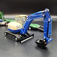 Load image into Gallery viewer, Explorafind 2011 DAF XF105 Style Low Loader Truck with Terex HR32 Excavator Blue/Green 1:50 Die Cast
