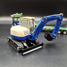 Load image into Gallery viewer, Explorafind 2011 DAF XF105 Style Low Loader Truck with Terex HR32 Excavator Blue/Green 1:50 Die Cast
