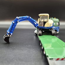 Load image into Gallery viewer, Explorafind 2011 DAF XF105 Style Low Loader Truck with Terex HR32 Excavator Blue/Green 1:50 Die Cast
