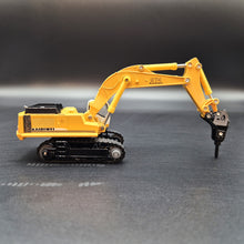 Load image into Gallery viewer, Explorafind Liebherr Style 974 Excavator with Hammer/Drill Implement Yellow 1:87 Die Cast
