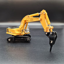 Load image into Gallery viewer, Explorafind Liebherr Style 974 Excavator with Hammer/Drill Implement Yellow 1:87 Die Cast
