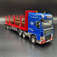 Load image into Gallery viewer, Explorafind 2011 DAF XF105 Style Timber Transporter Semi Truck Blue/Red 1:50 Die Cast
