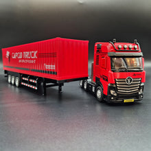 Load image into Gallery viewer, Explorafind 2022 Mercedes-Benz Actros Style Container Semi-Truck Red/Black 1:50 Die Cast
