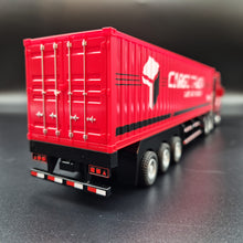 Load image into Gallery viewer, Explorafind 2022 Mercedes-Benz Actros Style Container Semi-Truck Red/Black 1:50 Die Cast
