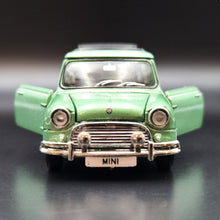 Load image into Gallery viewer, Explorafind 1963 Morris Mini MKI with Sunroof Green 1:50 Die Cast Car New
