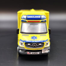 Load image into Gallery viewer, Explorafind 2019 Mercedes-Benz Sprinter FL SSU Fire Services Ambulance 1:64 Die Cast New
