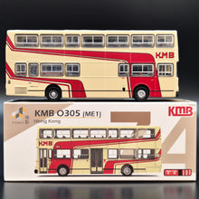 Load image into Gallery viewer, Explorafind 1980 KMB Mercedes Benz O 305 Double Decker Bus Cream/Red 1:110 Die Cast New
