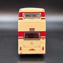 Load image into Gallery viewer, Explorafind 1980 KMB Mercedes Benz O 305 Double Decker Bus Cream/Red 1:110 Die Cast New
