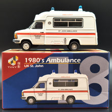 Load image into Gallery viewer, Explorafind 1980 Ford Transit MKII UK St. John Ambulance White 1:76 Die Cast New
