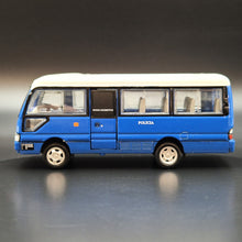 Load image into Gallery viewer, Explorafind 2010 Toyota Coaster Bus Blue Macau Security Police 1:76 Die Cast Bus New
