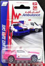 Load image into Gallery viewer, Majorette 2019 Ford Mustang Boss 302 White/Pink #204 Dubai Ambulance Series New
