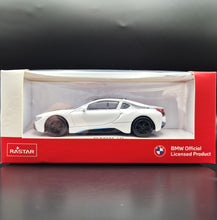 Load image into Gallery viewer, Rastar 2018 BMW i8 White 1:43 Diecast Model Car
