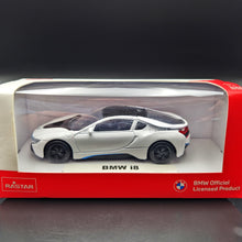 Load image into Gallery viewer, Rastar 2018 BMW i8 White 1:43 Diecast Model Car
