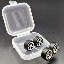 Load image into Gallery viewer, 1:64 5 Spoke Chrome Wheel Set with Slick Rubber Tyres - Hot Wheels, Matchbox
