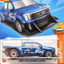 Load image into Gallery viewer, Hot Wheels 2023 Ford F-150 Lightning Custom Dark Blue #226 HW Hot Trucks 9/10 New Long Card
