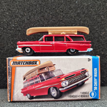 Load image into Gallery viewer, Matchbox 2017 &#39;59 Chevy Wagon Dark Red #1 MBX Adventure City Boxed
