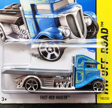 Load image into Gallery viewer, Hot Wheels 2014 Fast-Bed Hauler Blue #105 HW Off-Road: Stunt Circuit New Long Card
