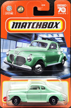 Load image into Gallery viewer, Matchbox 2023 1941 Plymouth Coupe Pilot Green #8 MBX Showroom New Long Card
