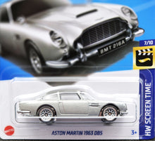 Load image into Gallery viewer, Hot Wheels 2024 Aston Martin 1963 DB5 Silver #107 HW Screen Time 7/10 New Long Card
