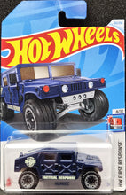 Load image into Gallery viewer, Hot Wheels 2024 Humvee Dark Blue #33 HW First Response 4/10 New Long Card
